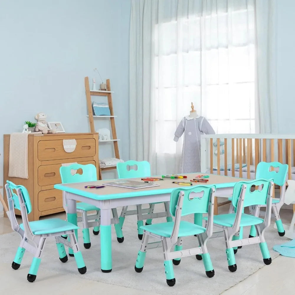 Kids Table and 6 Chairs Set,