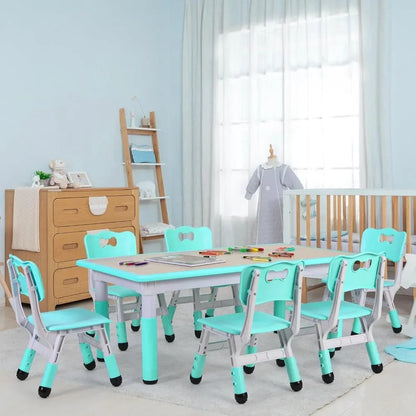 Kids Table and 6 Chairs Set,