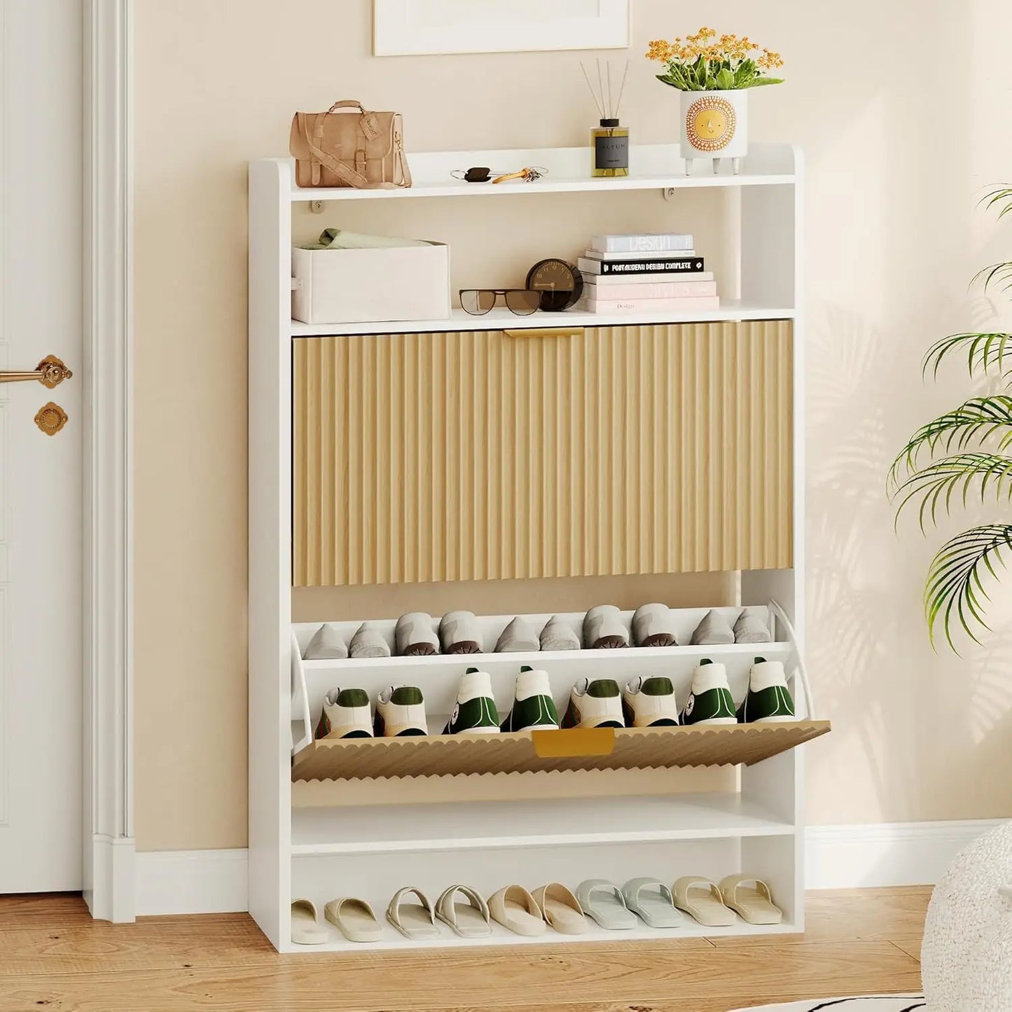 Modern  Wood Shoe Organizer