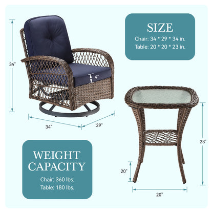 3 Pieces Patio Furniture Set