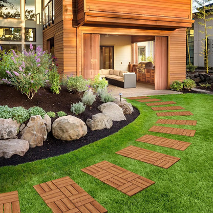 108pcs Hardwood Interlocking Patio Deck Tiles