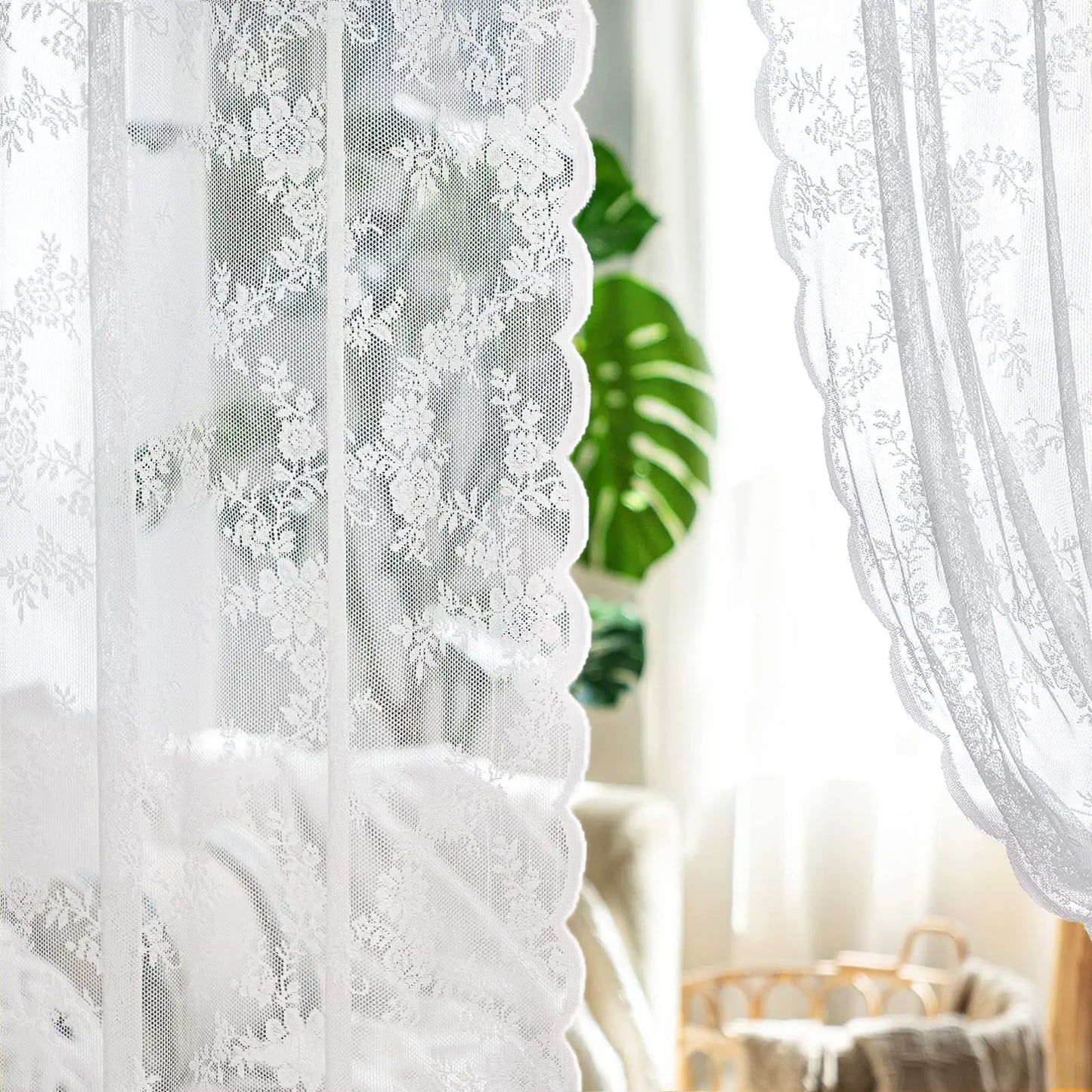 floral chiffon lace curtain