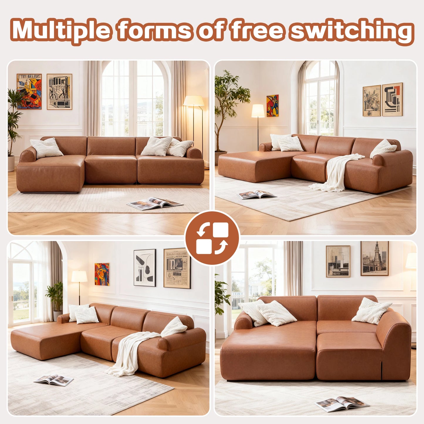 leather segmented sofa