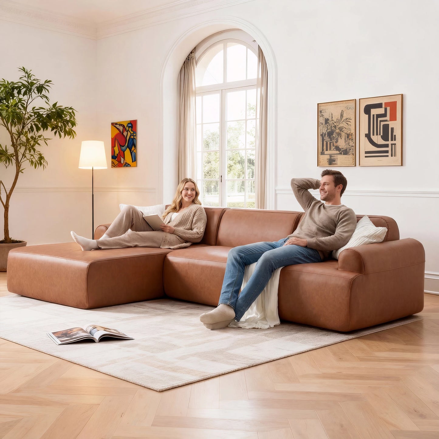 leather segmented sofa
