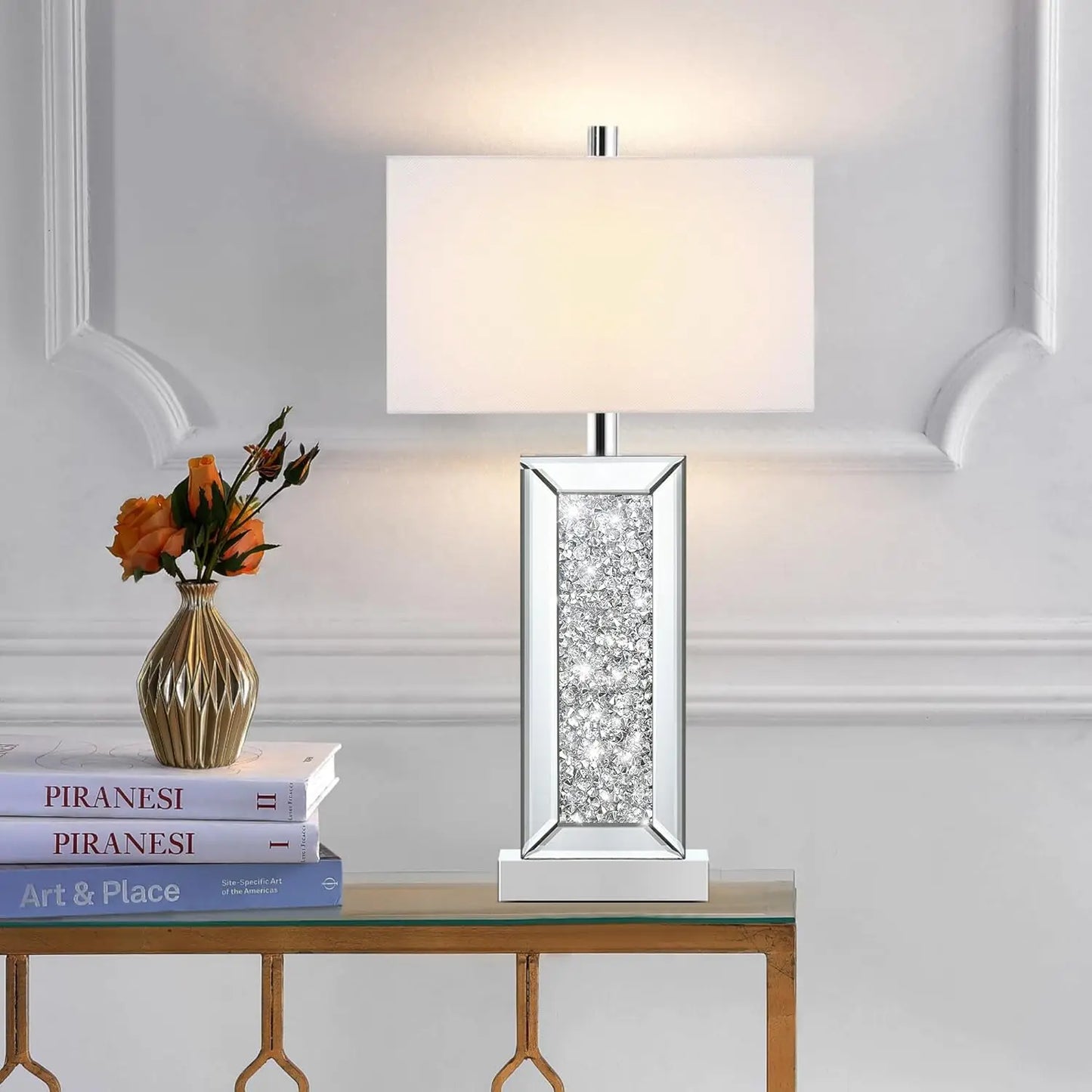 Touch Control Silver Mirror Crystal Table Lamp Set