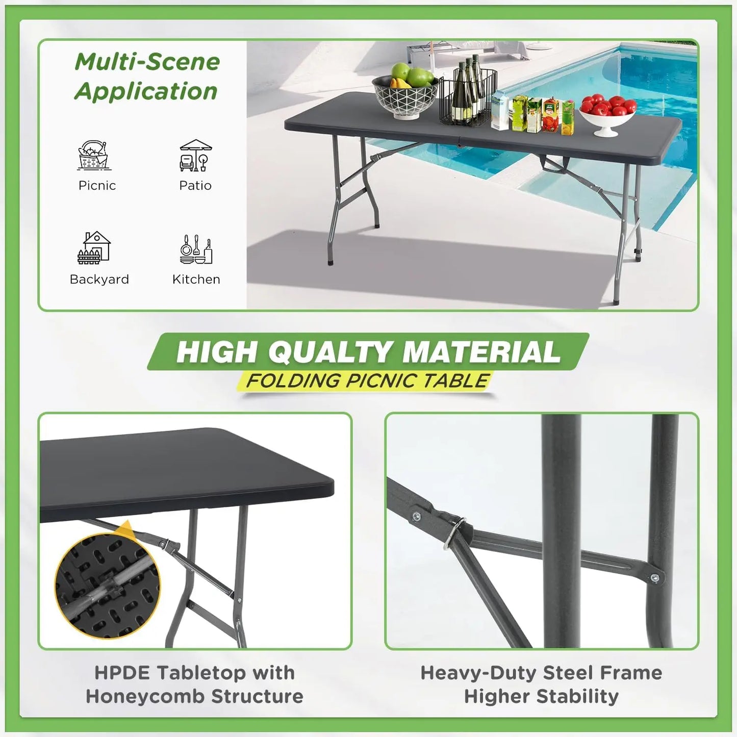 6 FT Folding Dining Table