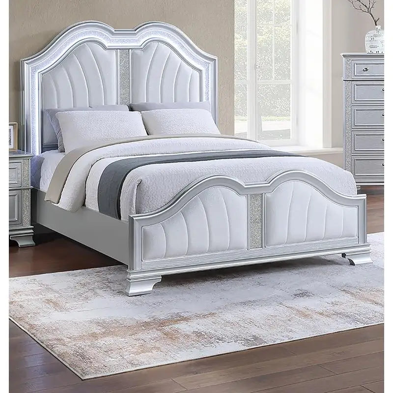 Queen Size Bed Gray Finish