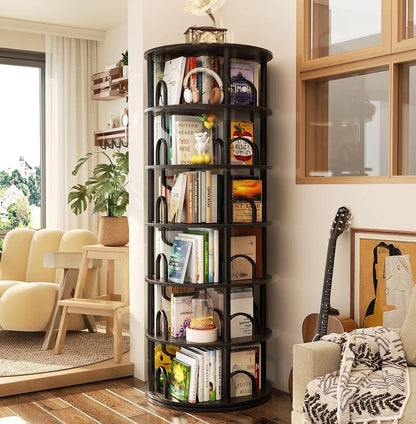 6-Tier Rotating Bookshelf Tower