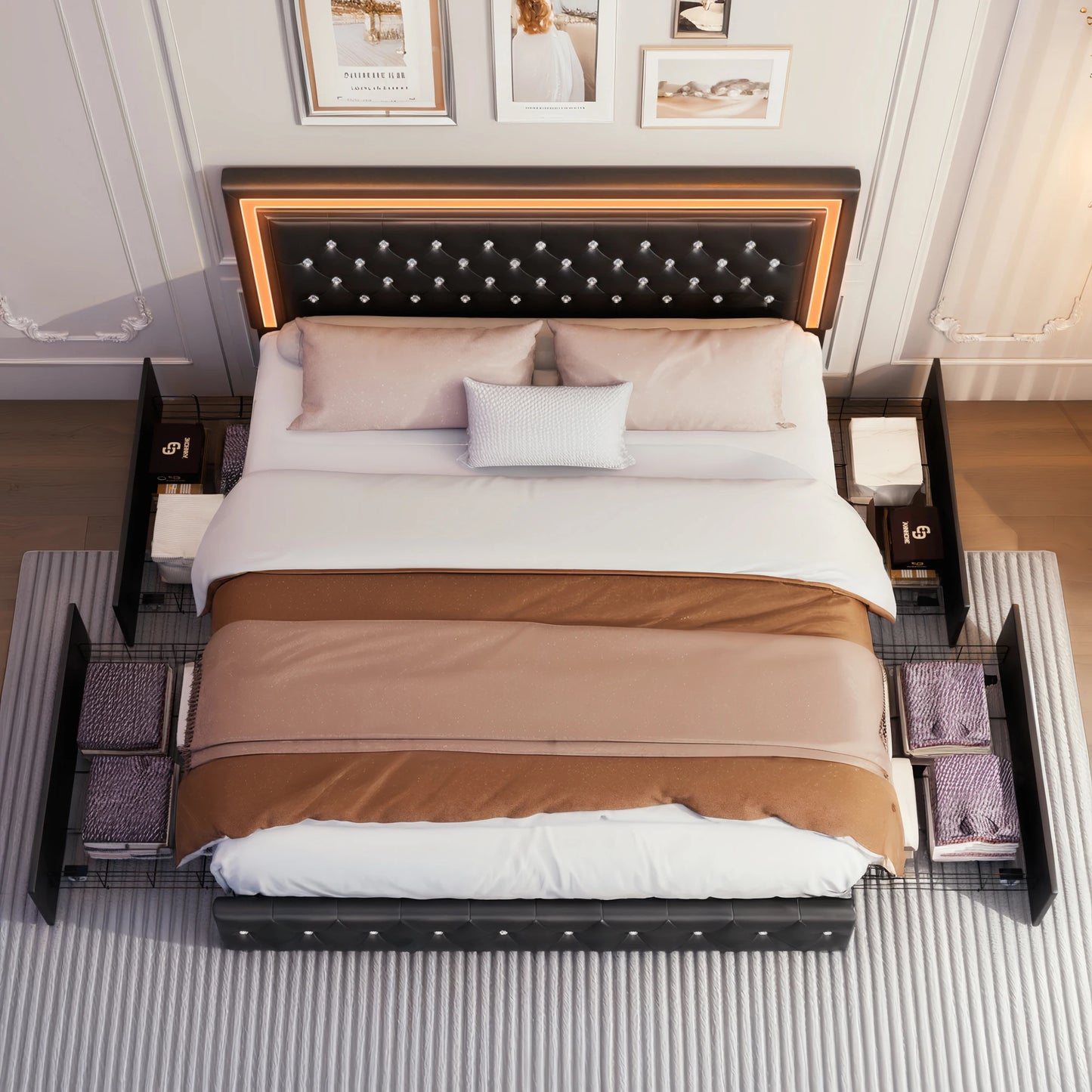 Queen LED Platform Bed Frame