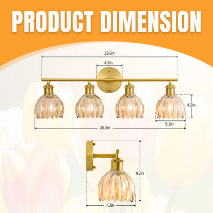Floral Tulip Glass Shade for Mirror Front Lamp
